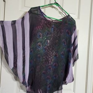 Lavish small wing sleeve purples with diamond studs transparent top